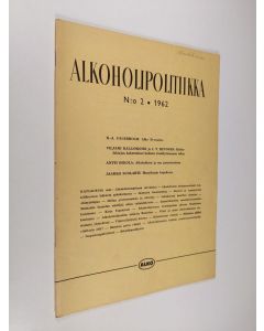 käytetty teos Alkoholipolitiikka n:o 2/1962