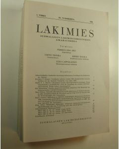 Tekijän Pirkko-Liisa Aro  käytetty kirja Lakimies, 84. vuosikerta (1986), numerot 1-6  (numerot 4 ja 5 samassa vihossa) : suomalaisen lakimiesyhdistyksen aikakauskirja