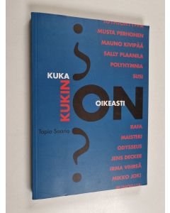 Kirjailijan Tapio Saario käytetty kirja Kuka kukin oikeasti on : hakemisto fiktiivisten henkilöiden esikuvista kotimaisessa kaunokirjallisuudessa