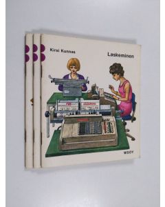 Kirjailijan Kirsi Kunnas käytetty kirja Ihmisen tiedot ja taidot (3 vihkoa) : Laskeminen ; Ravinnon hankkiminen ; Talon rakentaminen