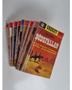 käytetty kirja Sheriff-setti: Dödsfällan (nro 34); Hårt mot hårt (nro 45); Farlig last (nro 59); Hämndens väg (nro 70); En Dollar att dö för (nro 78); I repets skugga (nro 98); Macho Callahan-hämnaren (nro 105); De dömdas stad (nro 128); Land utan lag (nr