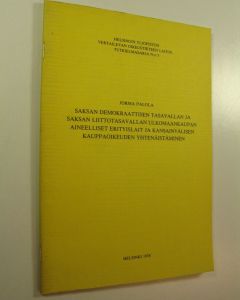 Kirjailijan Jorma Palola käytetty teos Saksan demokraattisen tasavallan ja Saksan liittotasavallan ulkomaankaupan aineelliset erityislait ja kansainvälisen kauppaoikeuden yhtenäistäminen