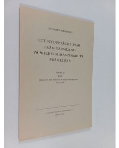Kirjailijan Richard Broberg käytetty kirja Ett nyupptäckt svar från värmland på Wilhelm mannhardts frågelista