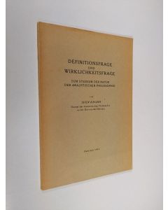Kirjailijan Sven Krohn käytetty kirja Definitionsfrage und Wirklichkeitsfrage : zum Studium der Natur der analytischen Philosophie