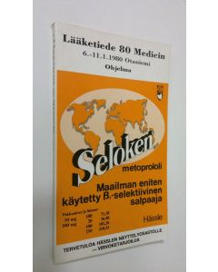 käytetty kirja Lääketiede 80 Medicin 6.-11.1.1980 Otaniemi : Ohjelma, näyttelyluettelo