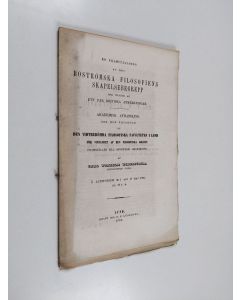 Kirjailijan Carl Wilhelm Widerström uusi teos En framställning af den boströmska filosofiens skapelsbegrepp med tillägg af ett par kritiska anmärkningar - akademisk afhandling