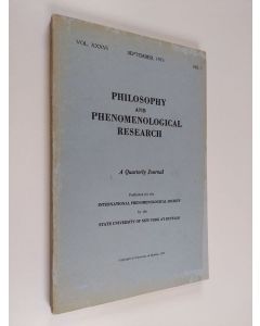 käytetty kirja Philosophy and phenomenological research - A Quarterly Journal, vol. 36 - september 1975 no. 1