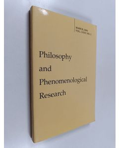 käytetty kirja Philosophy and phenomenological research : vol. 72, March 2006, no. 2