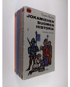 Kirjailijan Tauno Kuosa käytetty kirja Jokamiehen Suomen historia I-4 : Alkukodista Agricolaa ; Sata sotaista vuotta ; Ruotsin vallan viimeinen kausi ; Autonominen ja itsenäinen Suomi