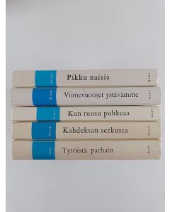 Kirjailijan Louisa M. Alcott käytetty kirja Louisa M. Alcott -paketti (5 kirjaa) : Tytöistä parhain ; Kahdeksan serkusta ; Kun ruusu puhkeaa ; Viimevuotiset ystävämme ; Pikku naisia