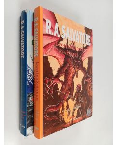 Kirjailijan R. A. Salvatore käytetty kirja Keihäänkantajan taru 1-2 : Lähimetsässä ; Lohikäärmeen tikari