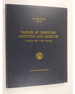 käytetty kirja Tables of computed altitude and azimuth : latitudes 30° to 39°, inclusive. Vol. VI, H. O. Pub. No. 214