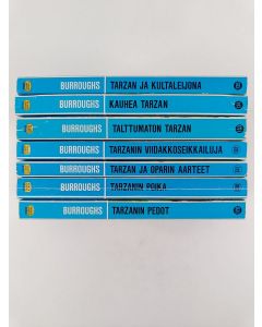 Kirjailijan Edgar Rice Burroughs käytetty kirja Tarzan -setti : Tarzanin pedot ; Tarzanin poika ; Tarzan ja Oparin aarteet ; Tarzanin viidakkoseikkailuja ; Talttumaton Tarzan ; Kauhea Tarzan ; Tarzan ja kultaleijona
