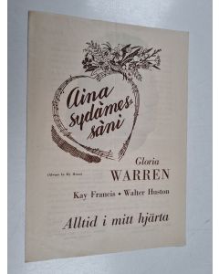 uusi teos Aina sydämessäni = Alltid i mitt hjärta