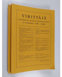 käytetty kirja Virittäjä 1989 (nrot 1-2)