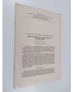 Kirjailijan Arvid Wretlind käytetty teos Modern principles of the use of fat emulsions in parenteral nutrition (from the Nutrition Unit, Caroline Hospital, Stockholm) (ERINOMAINEN)