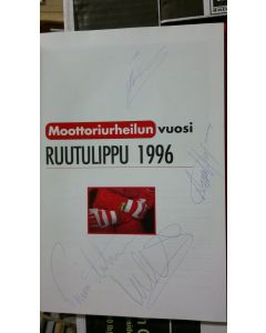käytetty kirja Ruutulippu 1996 : moottoriurheilun vuosi (mm. Tommi Mäkinen ja Mika Salo) (ERINOMAINEN)
