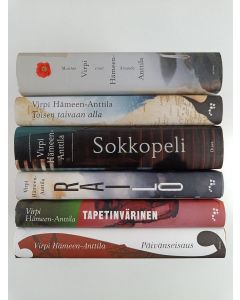 Kirjailijan Virpi Hämeen-Anttila käytetty kirja Virpi Hämeen-Anttila -paketti (6 kirjaa) : Tapetinvärinen ; Päivänseisaus ; Sokkopeli ; Muistan sinut Amanda ; Railo ; Toisen taivaan alla
