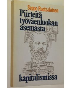Kirjailijan Seppo Ruotsalainen käytetty kirja Piirteitä työväenluokan asemasta kapitalismissa yhteiskuntatieteellisen tutkimuksen valossa ja nykyisen taloudellis-sosiaalisen kehityksen taustaa vasten tarkasteltuna