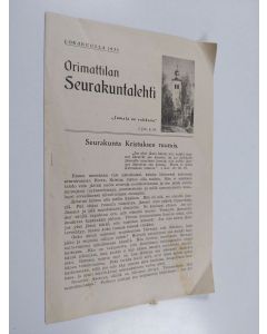 uusi teos Orimattilan seurakuntalehti lokakuulla 1935