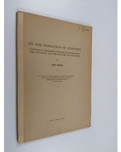 Kirjailijan Armo Hormia käytetty kirja On the Sensation of Duration - Especially Regarding the Relations Between the Intensity and the Duration of Sensation ; [communicated 14 October 1955]