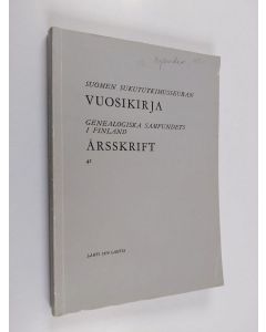 käytetty kirja Suomen sukututkimusseuran vuosikirja 41 1979