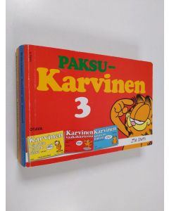 Kirjailijan Jim Davis käytetty kirja Paksu-Karvinen 3 : Kotini on linnani ; Karvinen vaakakierteessä ; Käpälät kadoksissa