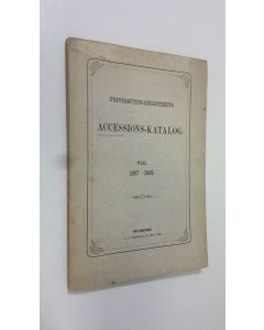 uusi kirja Universitets-bibliotekets Accessions-Katalog VIII 1887-1889