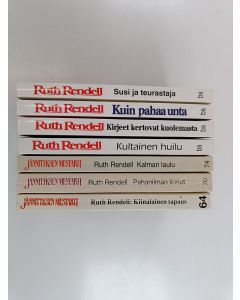 Kirjailijan Ruth Rendell käytetty kirja Ruth Rendell -paketti (7 kirjaa) : Kultainen huilu ; Pahanilman linnut ; Kirjeet kertovat kuolemasta ; Kalman laulu ; Kuin pahaa unta ; Kiinalainen tapaus ; Susi ja teurastaja