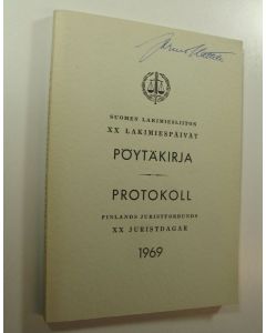 käytetty kirja Suomen lakimiesliiton lakimiespäivien pöytäkirja 1969