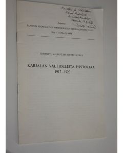 Kirjailijan Voitto Setälä käytetty teos Karjalan valtiollista historiaa 1917-1920