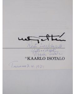 Kirjailijan Kaarlo Isotalo käytetty kirja Helge Stén (signeerattu, tekijän omiste)