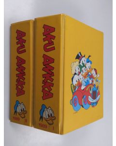Kirjailijan Walt Disney käytetty teos Aku Ankka vuosikerta 1989 (1-52, 2 kansiota)