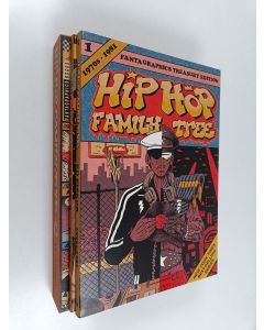 Kirjailijan Ed Piskor käytetty kirja Hip hop family tree 1975-1983 (Laatikossa)