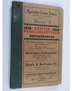 käytetty kirja Kuopion puhelinluettelo 1930 ja osoitehakemisto