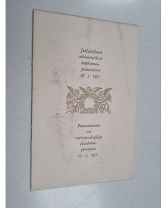 käytetty teos Juhlakulkueet valtiotieteellisen tiedekunnan promootiossa 27.5.1971
