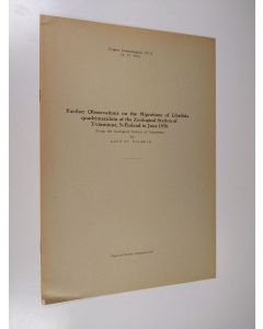 Kirjailijan Adolf Nordman käytetty teos Further observations on the migrations of Libellula quadrimaculata at the Zoological Station of Tvärminne, S-Finland in June 1936