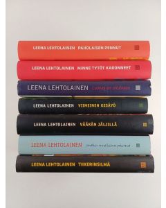 Kirjailijan Leena Lehtolainen käytetty kirja Leena Lehtolainen -setti (7 kirjaa) : Paholaisen pennut ;  Luonas en ollutkaan ;  Väärän jäljillä ; Viimeinen kesäyö ; Tiikerinsilmä ; Jonakin onnellisena päivänä ; Minne tytöt kadonneet