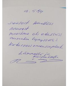 Kirjailijan Raimo Suikkari käytetty kirja Sininen unelma (signeerattu, tekijän omiste)