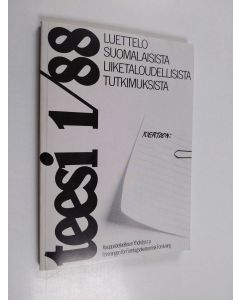 käytetty kirja teesi 1/88 : luettelo suomalaisista liiketaloudellisista tutkimuksista