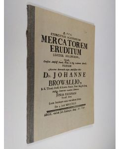 Kirjailijan Jonas Backman käytetty kirja Mercatorem eruditum : Tutkielma oppineesta kauppiaasta : 1742