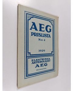 käytetty kirja AEG prislista n:o 4 1929