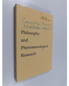 käytetty kirja Philosophy and phenomenological research : vol. 64, May 2002, no. 3