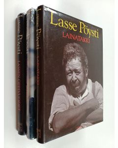 Kirjailijan Lasse Pöysti käytetty kirja Lasse Pöystin muistelmat 1-3 : Lassen oppivuodet ; Jalat maahan ; Lainatakki