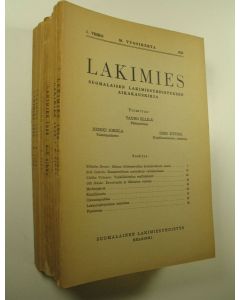 Tekijän Tauno Ellilä  käytetty kirja Lakimies, 56. vuosikerta (1958), numerot 1-8 (numerot 4 ja 5 samassa vihossa) : suomalaisen lakimiesyhdistyksen aikakauskirja