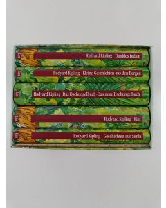 Kirjailijan Rudyard Kipling käytetty kirja Das Dschungelbuch und andere Geschichten aus Indien (Laatikossa)
