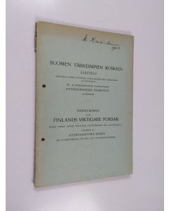 käytetty kirja Suomen tärkeimpien koskien luettelo : sisältävä niiden pituudet, putouskorkeudet, vesimäärät ja vesivoimat : jämte deras längd, fallhöjd, vattenmängd och vattenkraft = Förteckning öfver Finlands viktigare forsar