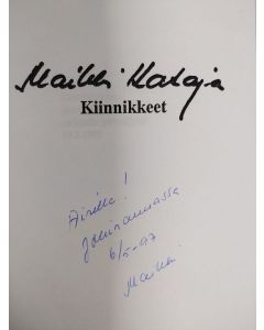 Kirjailijan Maikki Kataja käytetty kirja Kiinnikkeet (tekijän omiste)