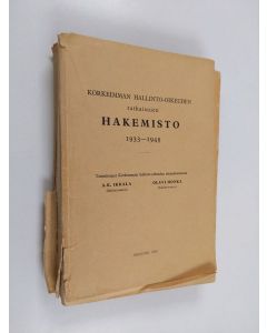 käytetty kirja Korkeimman hallinto-oikeuden ratkaisujen hakemisto 1933-1948