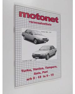 käytetty teos Motonet varaosaluettelo : Corolla 1984 - 5.87 ; Corolla 5.1987 - 8.92